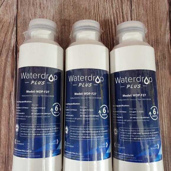 Open Box Waterdrop Plus Wdp-F27 Refrigerator Water Filter For Samsung 3 Pack - Picture 9 of 12